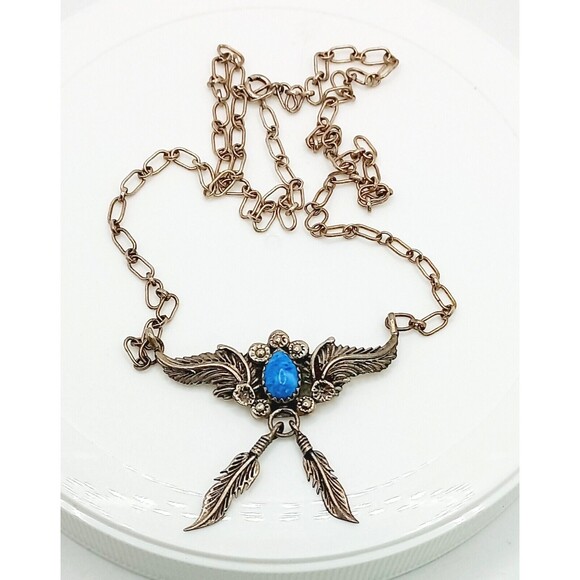 Richard Begay Navajo Necklace Sterling Silver Blue Stone - Picture 4 of 6